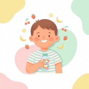 Happy child holding colorful liquid medication, illustrating compounded medication solutions for kids who can't swallow pills