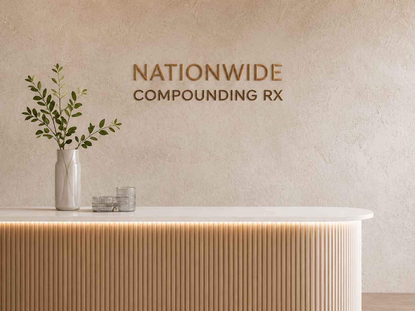 About Nationwide Compounding Modern reception with gold accents