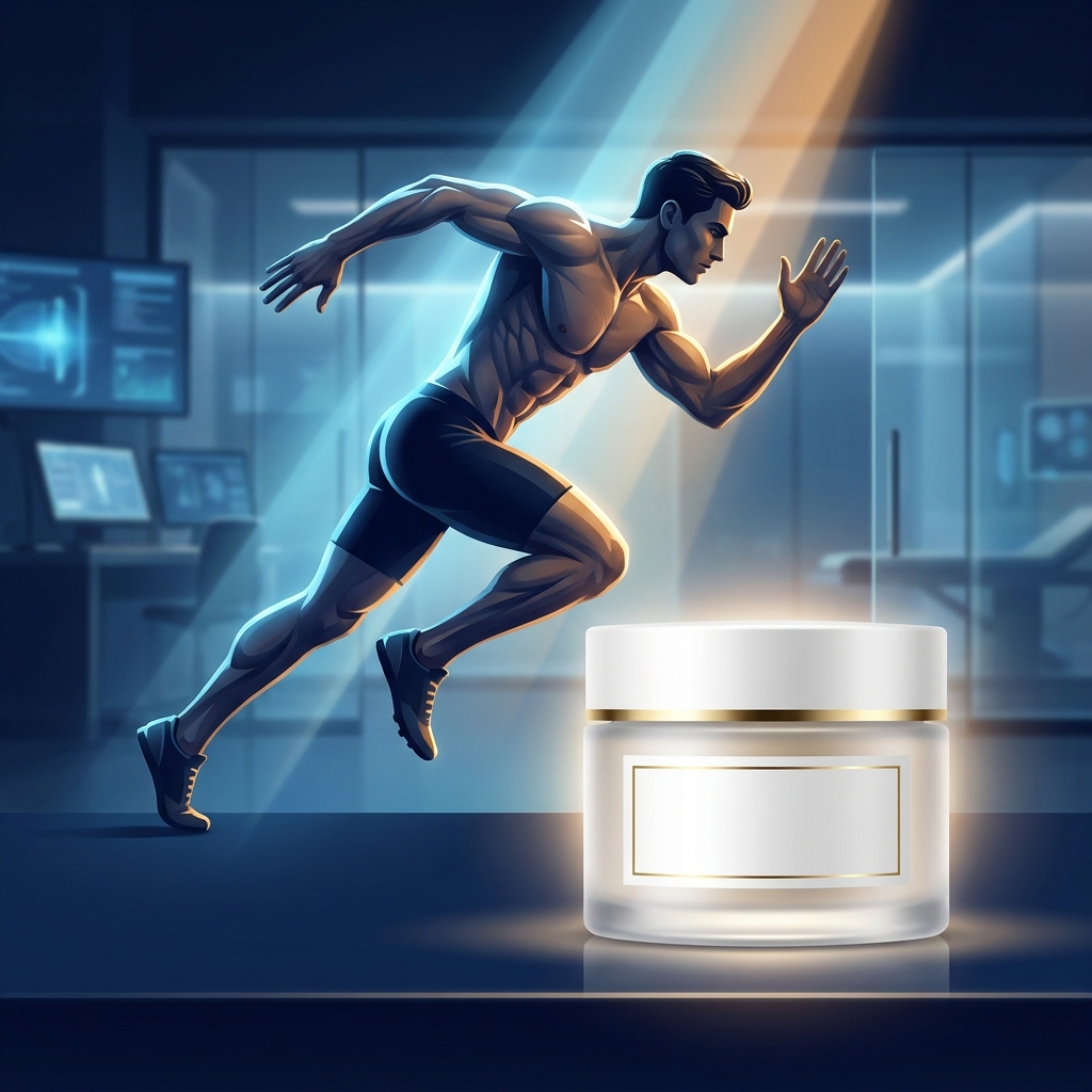 Athlete recovery concept with anti-inflammatory compounding cream for athletes in a modern sports medicine setting