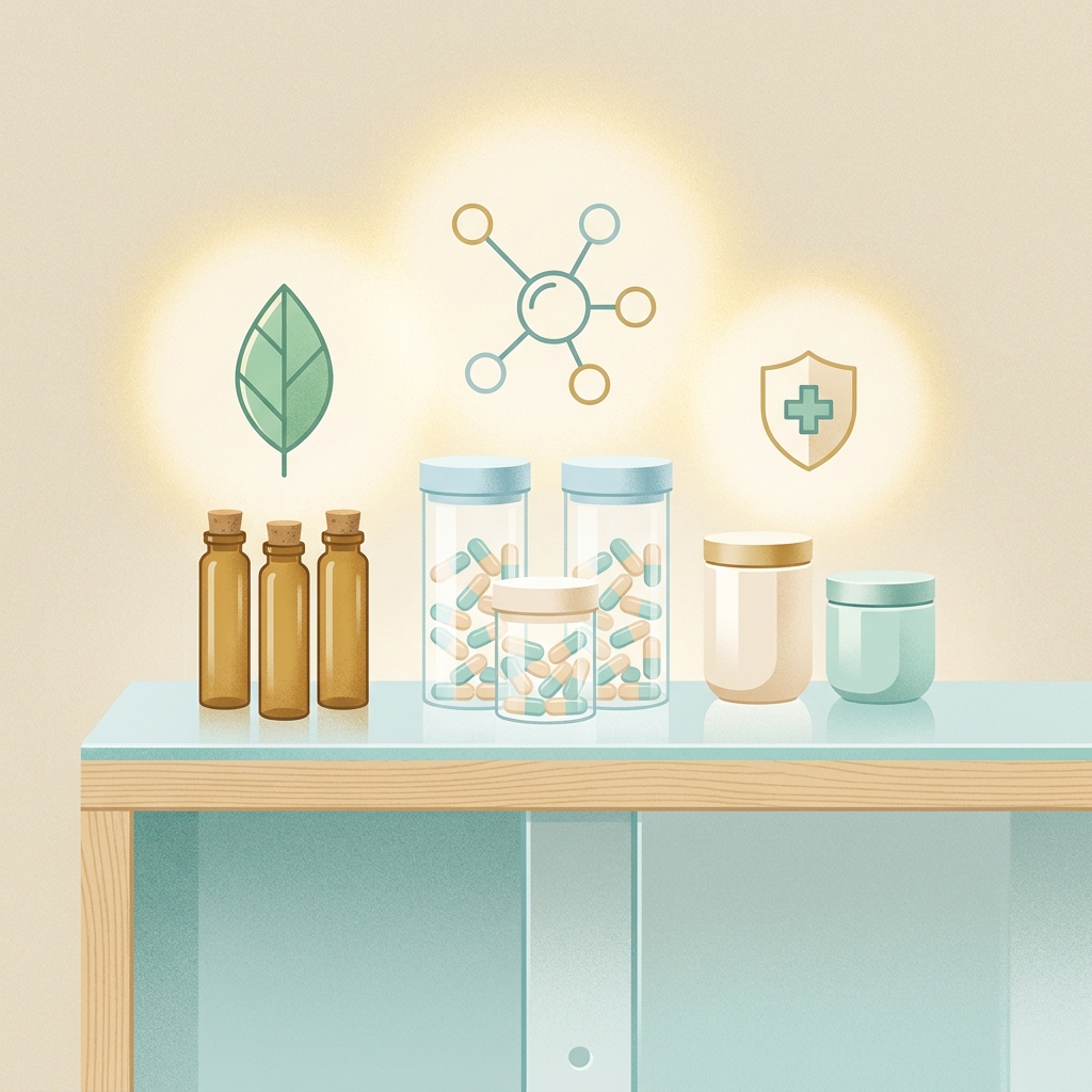 Stylized illustration of custom compounded medications representing multi-specialty compounding pharmacy services Stylized illustration of custom compounded medications representing multi-specialty compounding pharmacy services