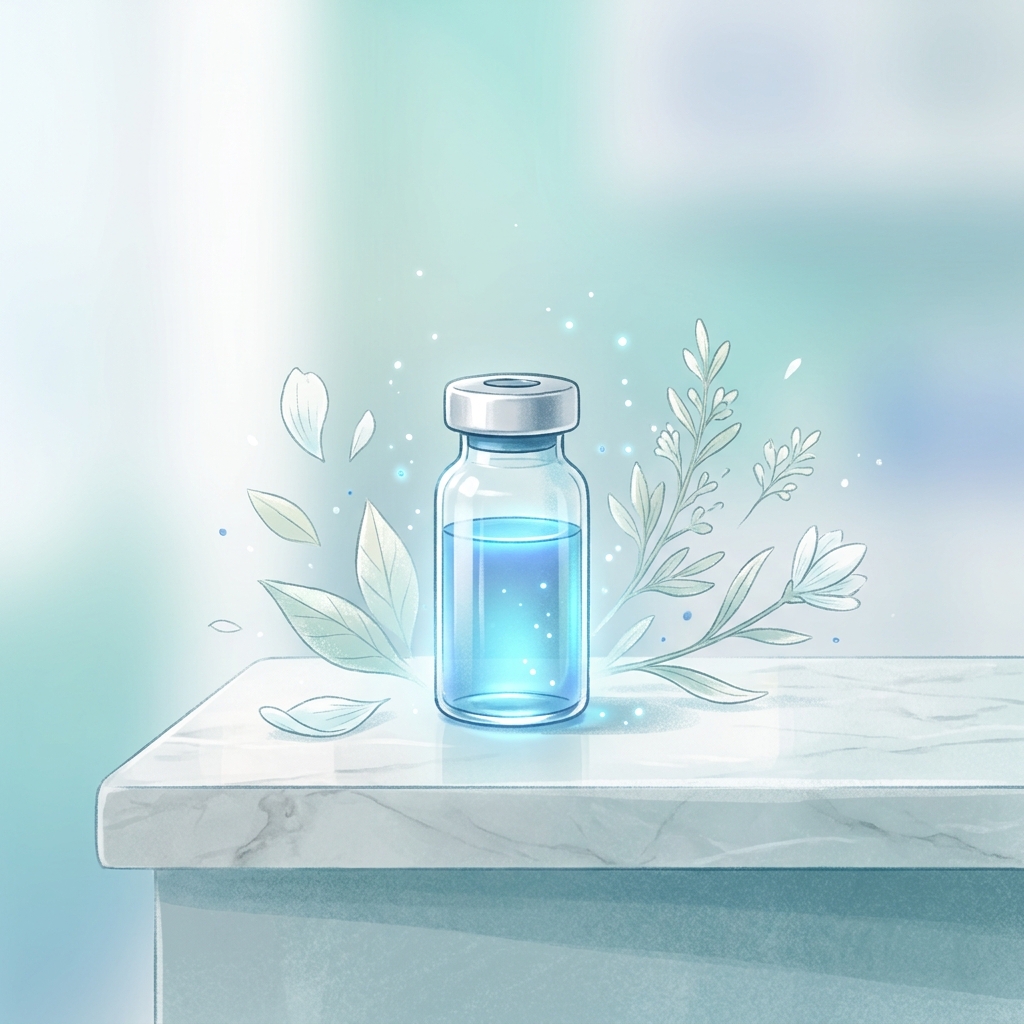Elegant glass vial representing compounded acne medication customized for individual skin care needs