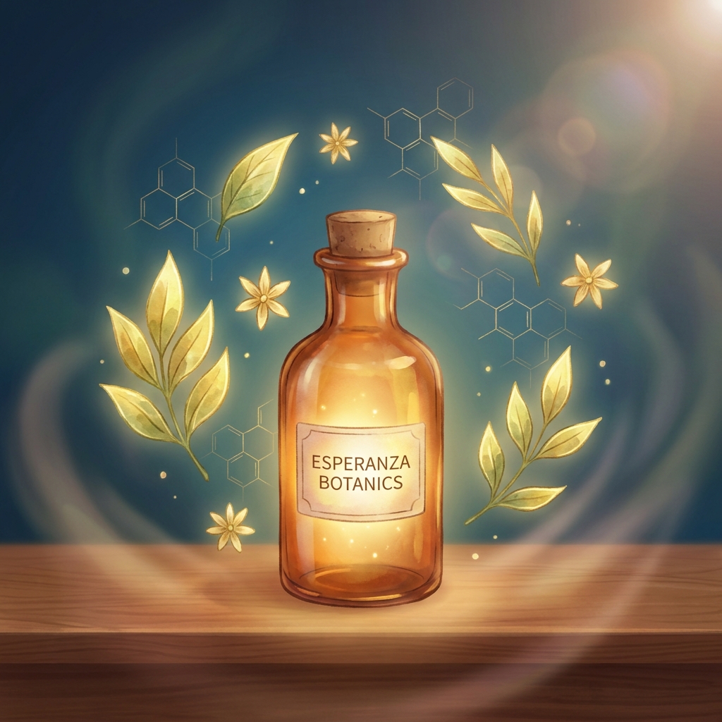 Illustrated custom medicine bottle glowing warmly, symbolizing compounding pharmacy solutions for rare conditions