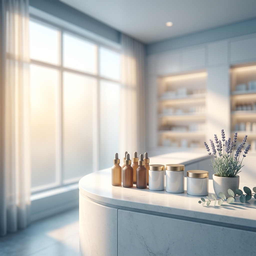 Modern compounding pharmacy workspace with personalized medications — progesterone compounding pharmacy essentials.