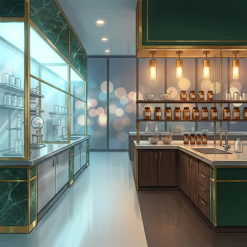Modern compounding pharmacy lab illustrating the distinction between sterile vs non-sterile compounding pharmacy environments