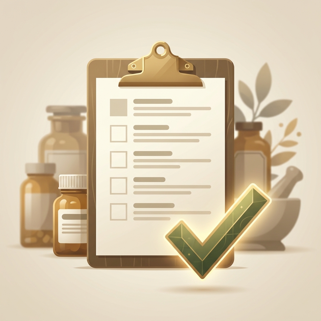Checklist illustration representing key questions to ask a compounding pharmacy during due diligence
