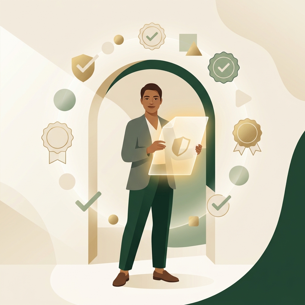 Illustration representing how to find a reputable compounding pharmacy using accreditation and verification