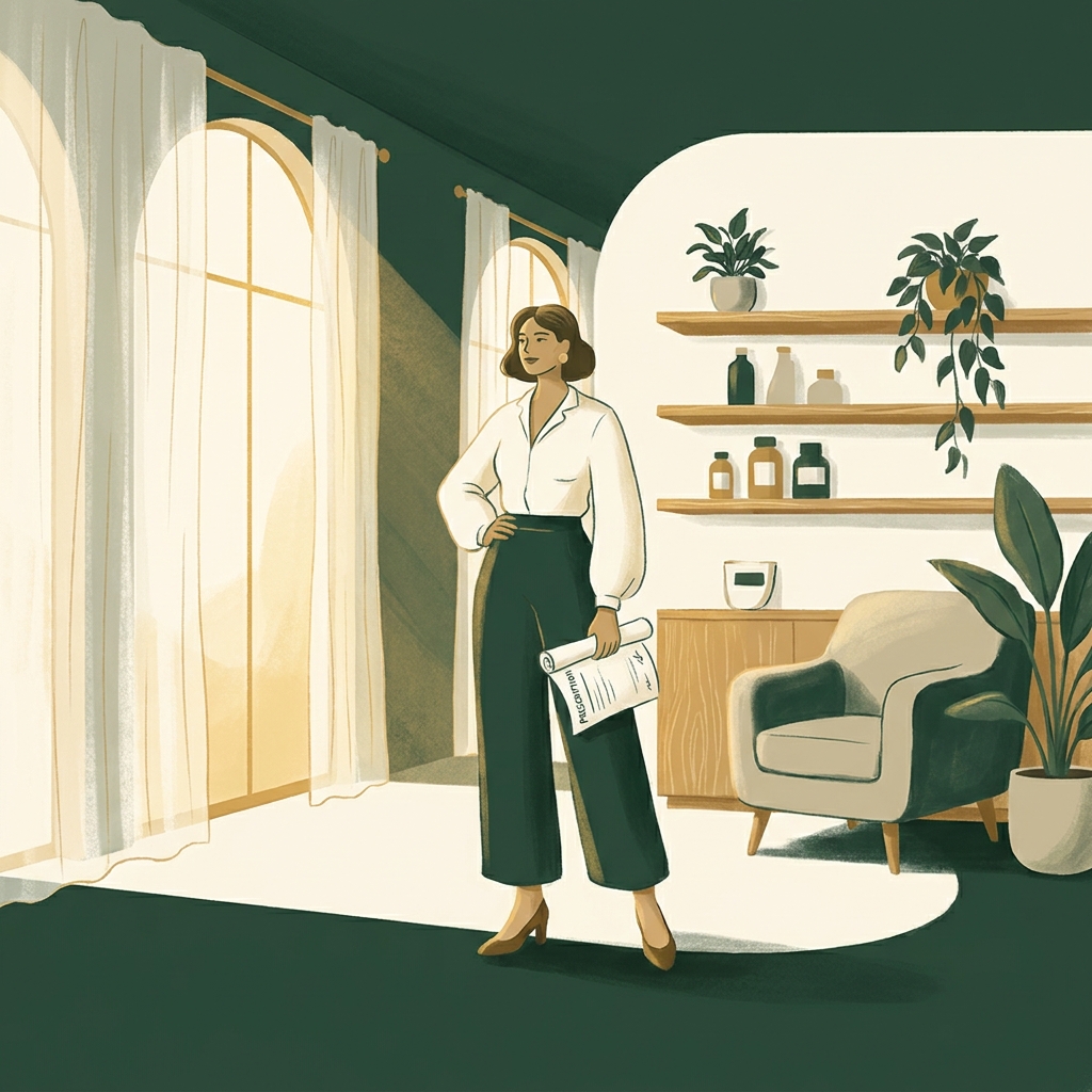 Patient receiving guidance on how to get a prescription for compounded medication at a modern pharmacy