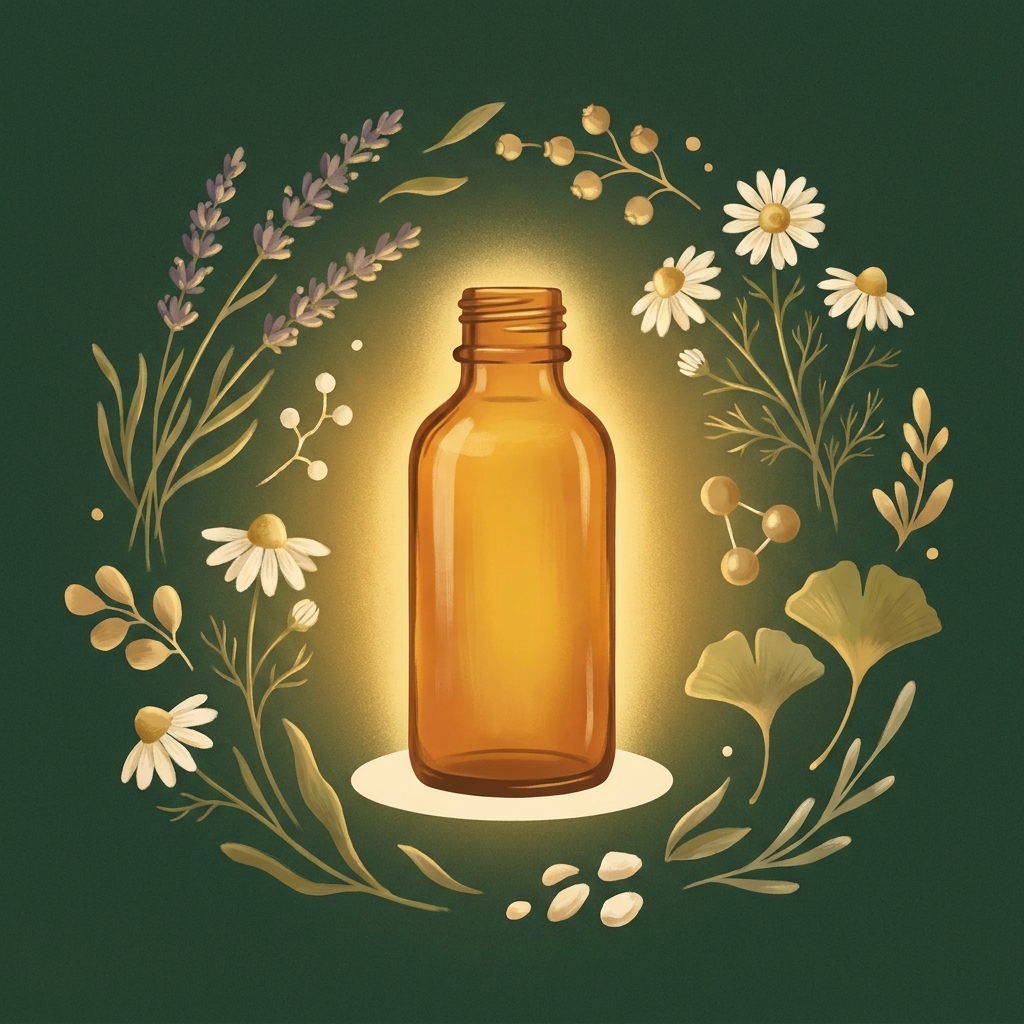 Elegant custom prescription bottle glowing warmly, representing a compounding pharmacy for medication sensitivities
