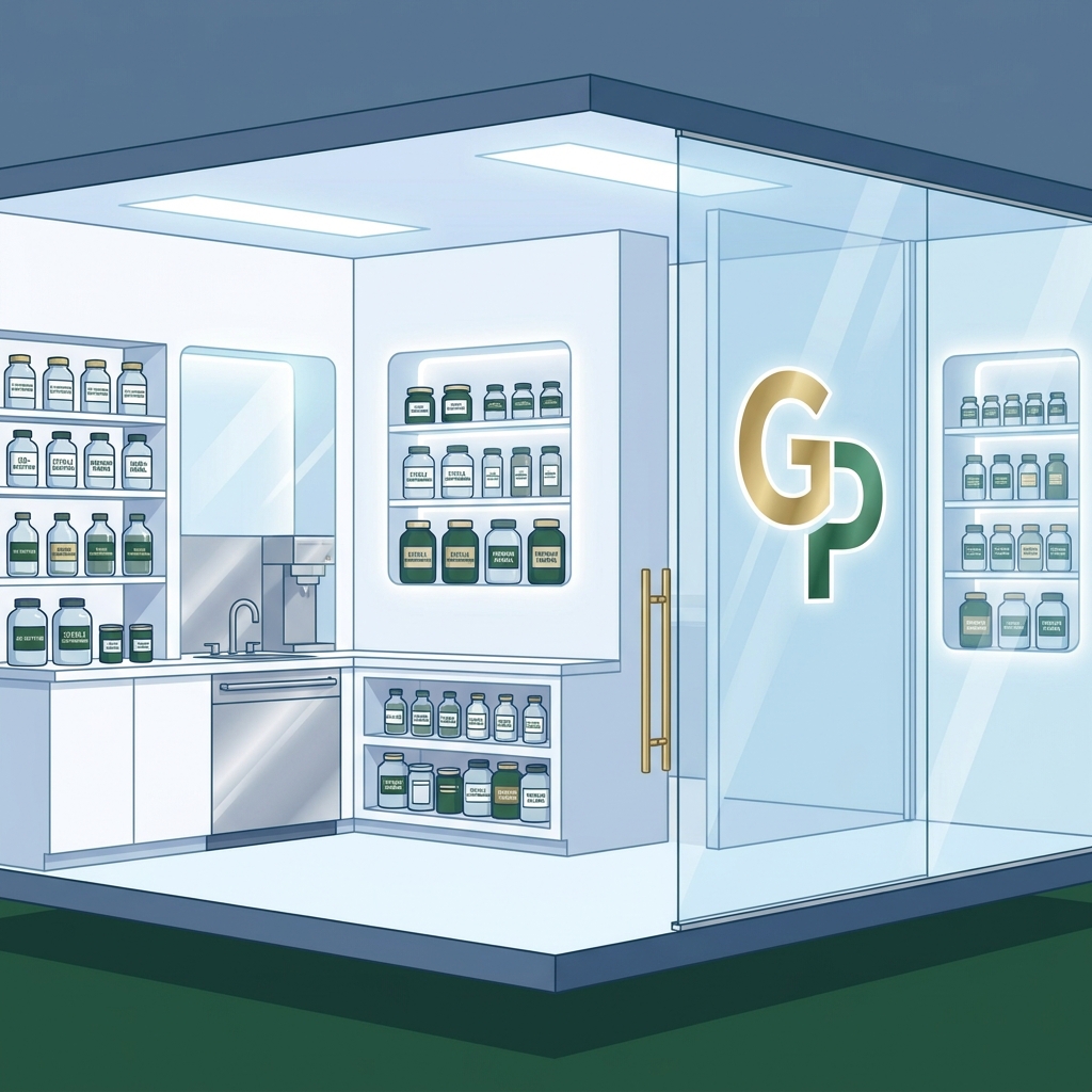 Clean, organized compounding pharmacy sterile room illustrating cross contamination prevention standards