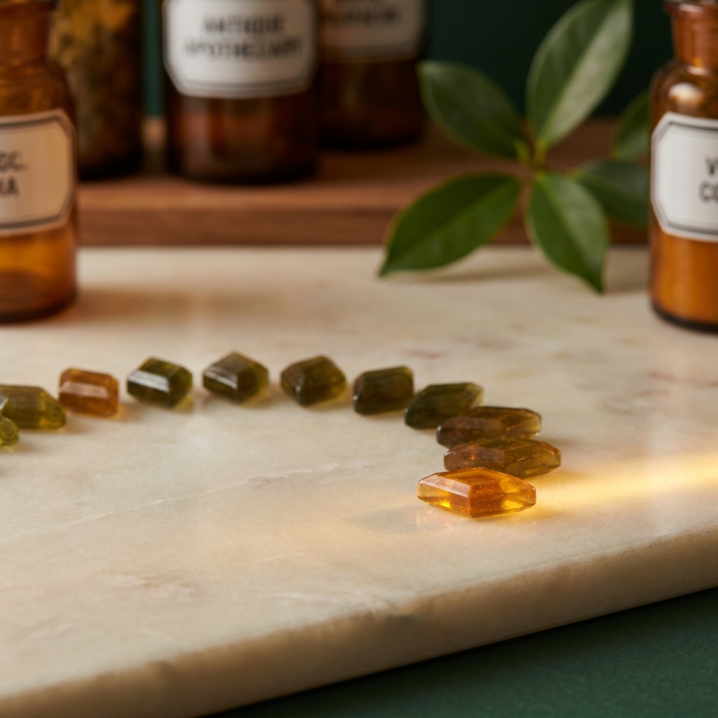 Elegant compounded troches arranged on a clean surface, representing personalized troches compounding pharmacy formulations for BHRT