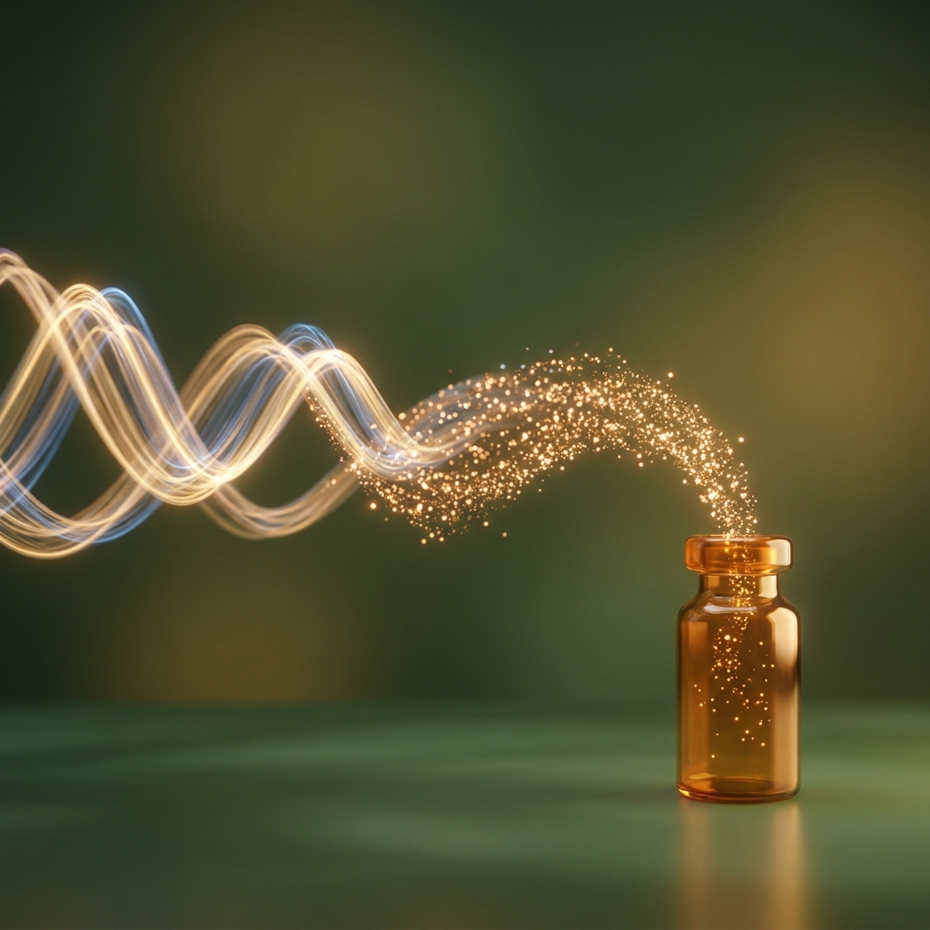 Abstract DNA helix transforming into medicine, symbolizing personalized medicine companies