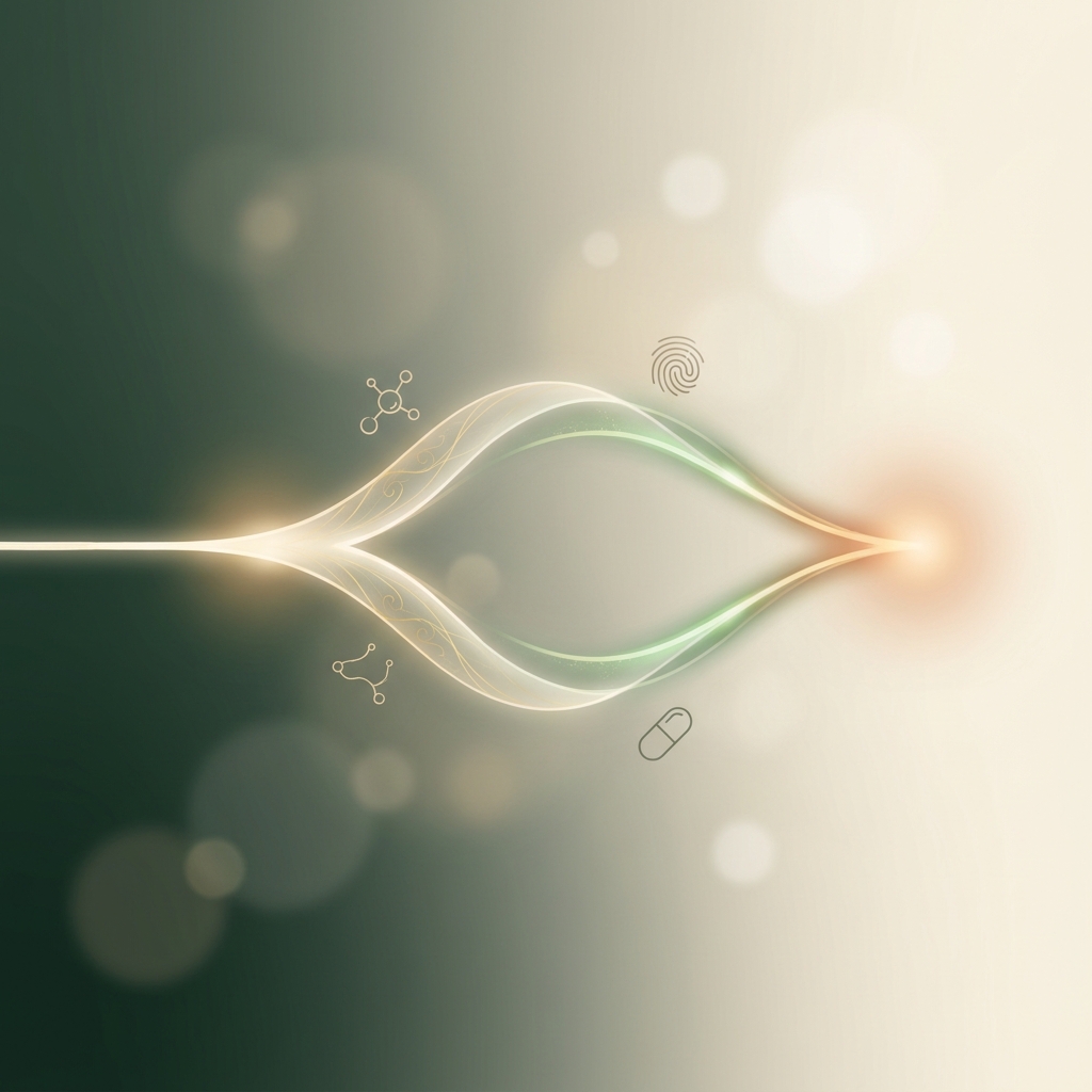 Abstract illustration symbolizing russak personalized medicine and diagnostic-driven treatment paths