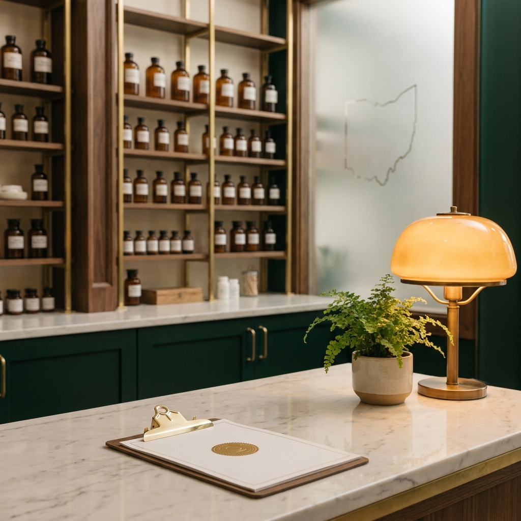 Modern pharmacy counter representing verified compounding pharmacy Columbus OH standards