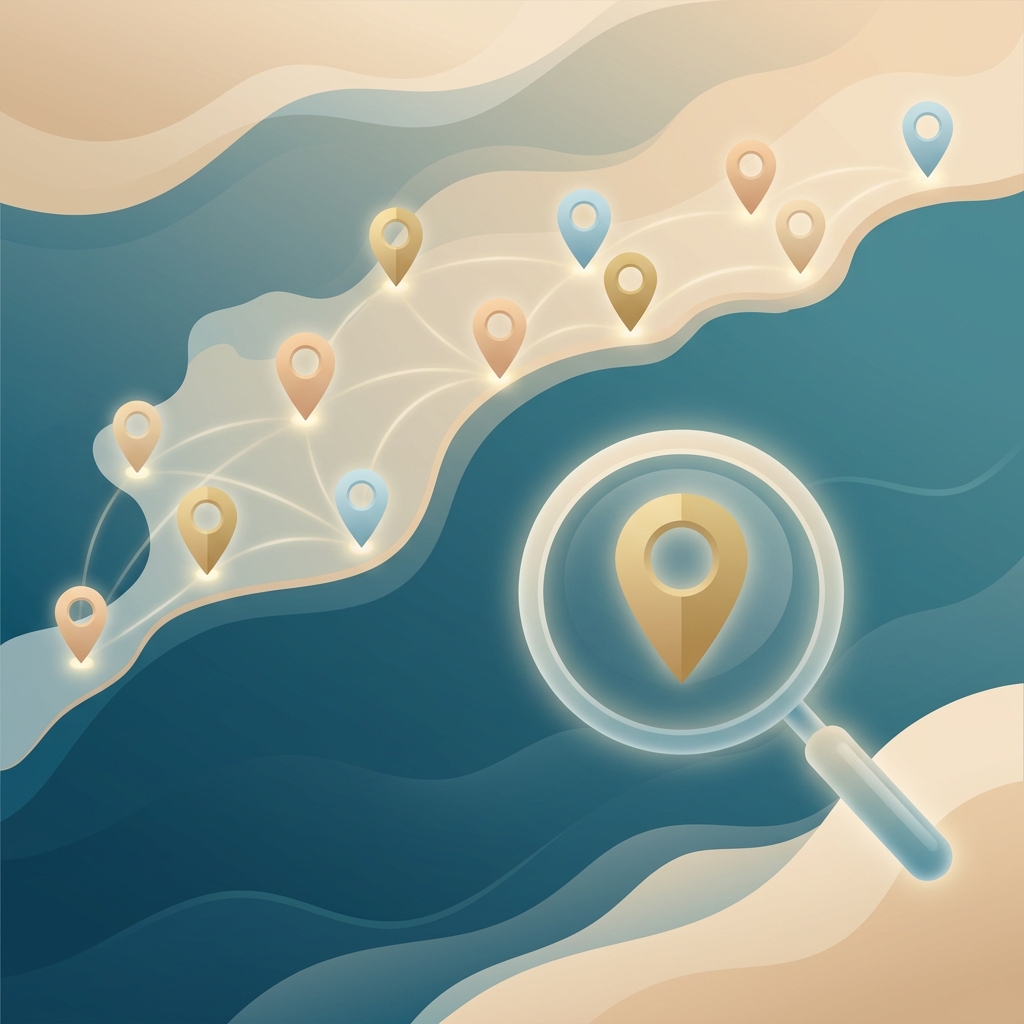 Map illustration representing multiple coastal compounding pharmacy locations across cities
