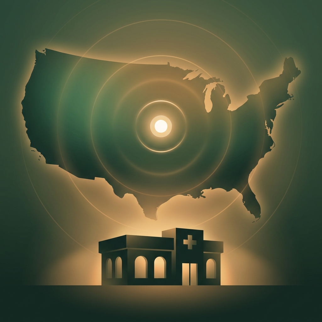 Conceptual map illustration representing Harbor Compounding Pharmacy Costa Mesa CA and nationwide pharmacy reach