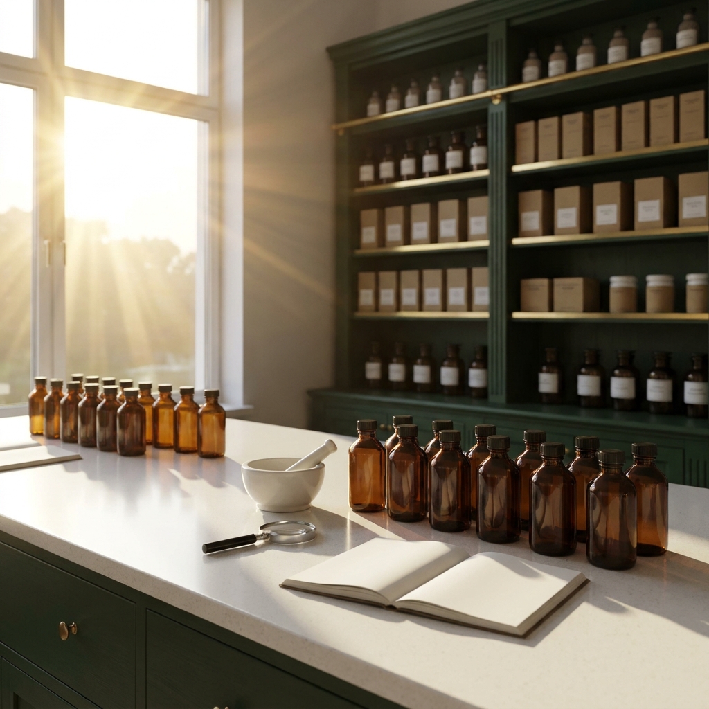 Clean pharmacy workspace representing koshland pharm custom compounding pharmacy quality standards