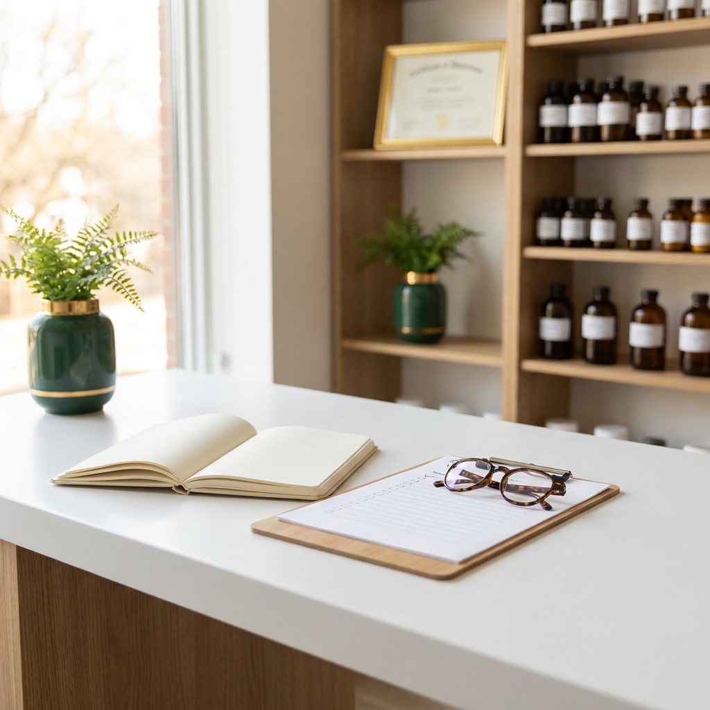 Checklist and pharmacy counter symbolizing how to verify Greens Compounding Pharmacy safety standards