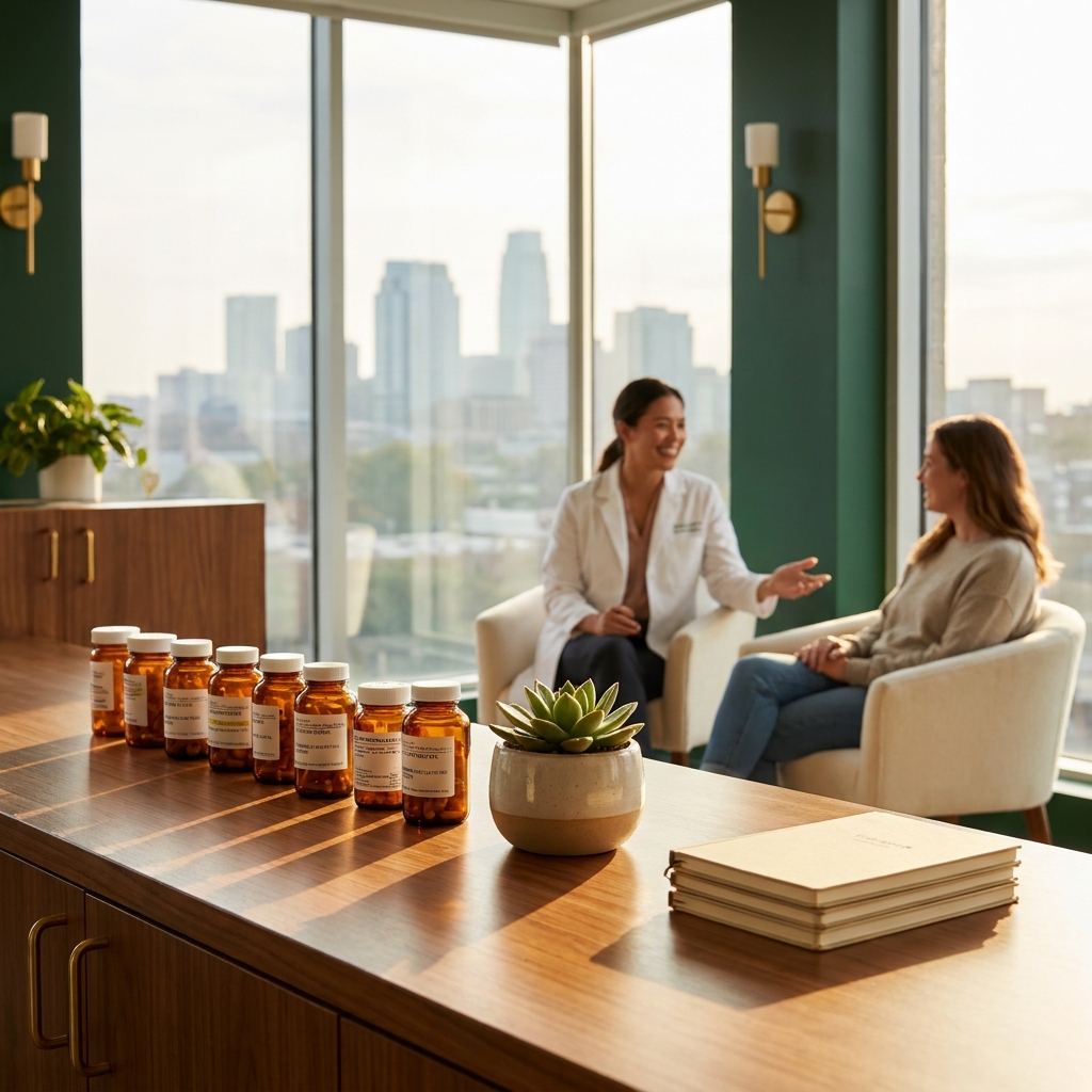 Pharmacist consulting with patient at a compounding pharmacy in Houston